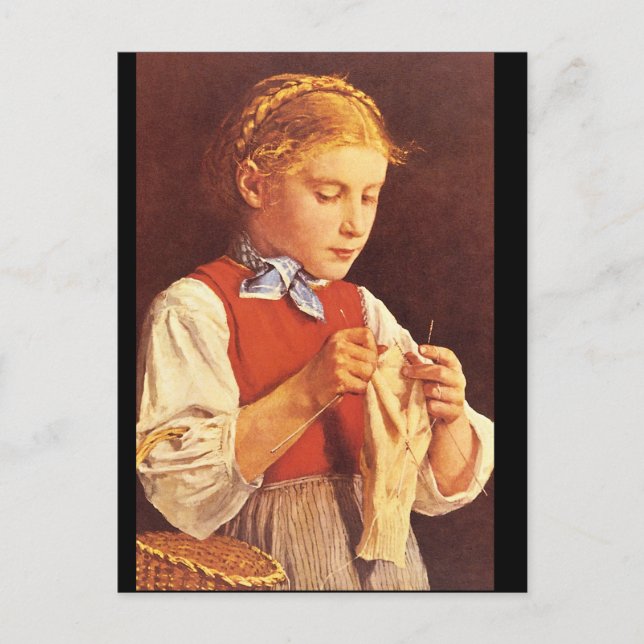 Carte Postale Jeune fille Tricot',_Portraits (Devant)