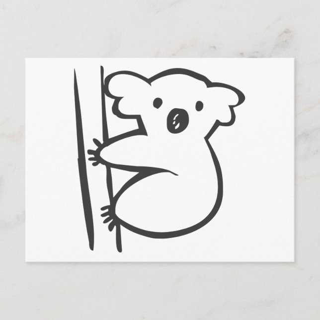Carte Postale Jeune Koala dans un arbre en noir et blanc (Devant)