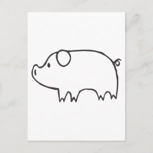 Carte Postale Jeune porc en noir et blanc