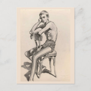 Carte Postale Jeunes en maillot de bain assis sur une chaise