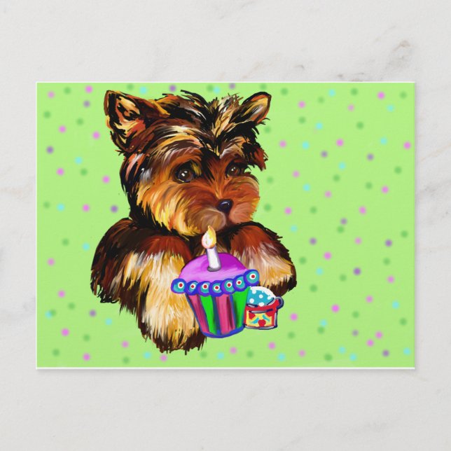 CARTE POSTALE JEUX ANNIVERSAIRE YORKIE POO (Devant)