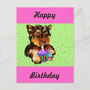 CARTE POSTALE JEUX ANNIVERSAIRE YORKIE POO