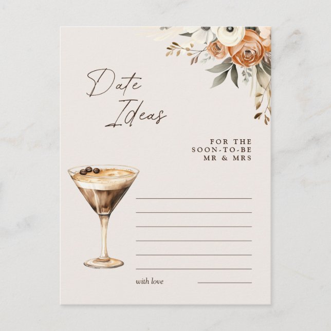 Carte Postale Jeux de Salle de Mariage pour l'Espresso Martini I (Devant)