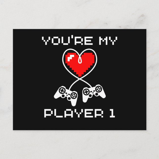 Carte Postale Jeux Vidéos Valentines Jour Vous Mon Joueur 1 Joue (Devant)