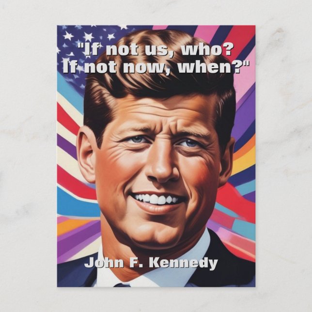 Carte Postale JFK John F. Kennedy Citation Inspiration Motivatio (Devant)