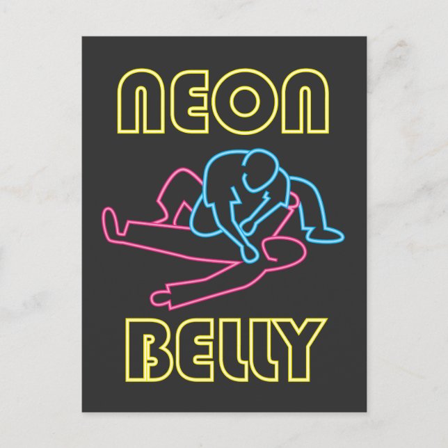 Carte Postale Jiu Jitsu, Brésilien : BJJ Neon Genou Sur Le Ventr (Devant)