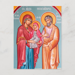 Carte Postale Joachim, Anna et l'icône orthodoxe Theotokos