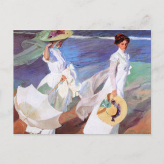 Carte Postale Joaquin Sorolla Femmes Promenade Plage