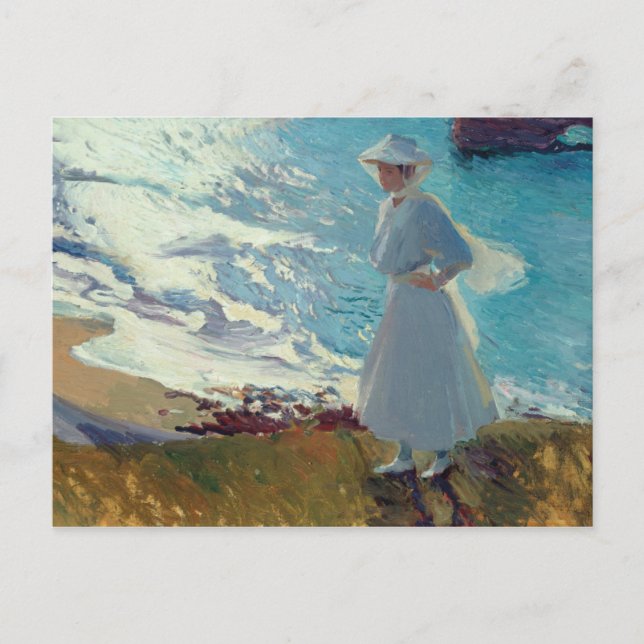 Carte Postale Joaquin Sorolla - Maria sur la plage à Biarritz (Devant)