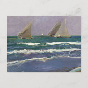 Carte Postale Joaquin Sorolla - Voiles de navires dans la mer