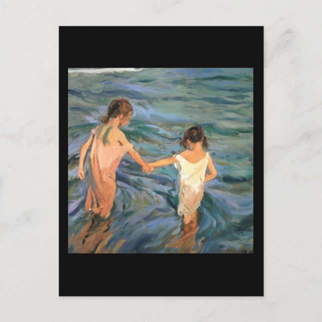 Carte Postale Joaquín Sorolla y Bastida Enfants dans la mer (Devant)