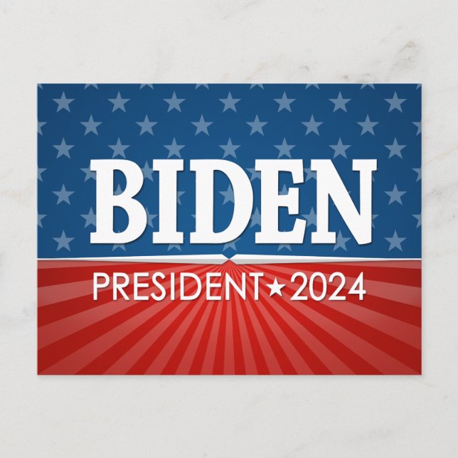 Carte Postale Joe Biden 2024 - étoiles emblématiques rayures (Devant)