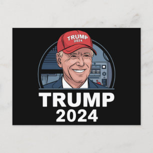 Carte Postale Joe biden Portant un Casquette Trump
