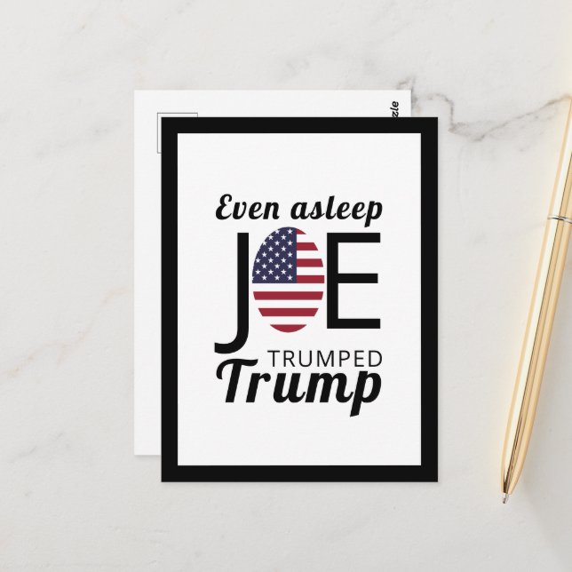 Carte Postale Joe Trumped Trump, drapeau américain (Devant/Arrière en situation)