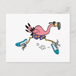 Carte Postale jogging stupide et mignon qui tourne flamingo