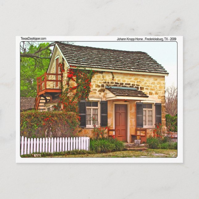 Carte Postale Johann Knopp Home, Fredericksburg, TX (Devant)