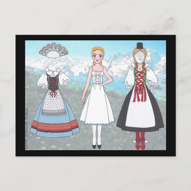 Carte postale Johanna of Switzerland Paper Doll (Devant)