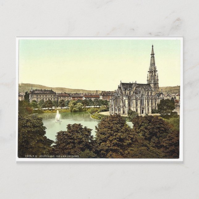 Carte Postale Johannes Kirche, Stuttgart, Wurtemburg, Allemagne  (Devant)
