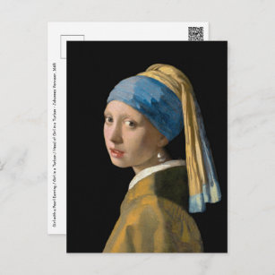 Carte Postale Johannes Vermeer - Fille avec une oreille perle
