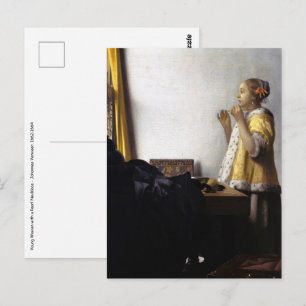 Carte Postale Johannes Vermeer - Jeune Femme au Collier de Perle