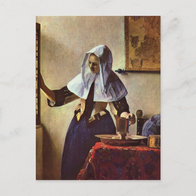 Carte Postale Johannes Vermeer - Jeune femme avec une cruche à e (Devant)