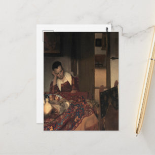 Carte Postale Johannes Vermeer, Jeune Femme Endormie