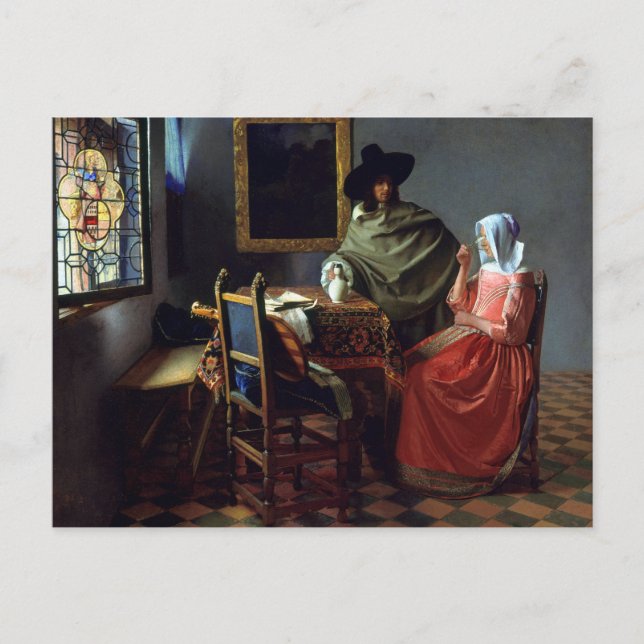 Carte Postale Johannes Vermeer Le Verre À Vins (Devant)