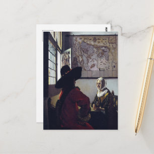 Carte Postale Johannes Vermeer, Officier et jeune fille riant