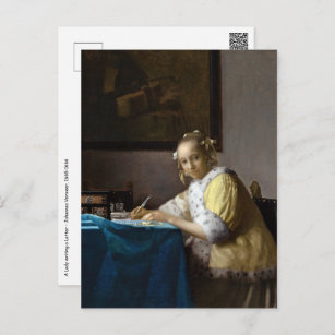 Carte Postale Johannes Vermeer - Une dame écrit une lettre