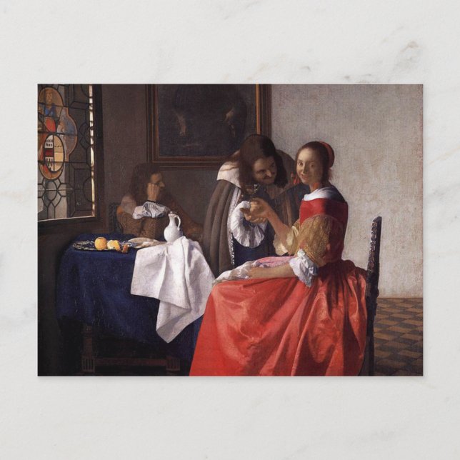 Carte Postale Johannes Vermeer - Une dame et deux messieurs (Devant)