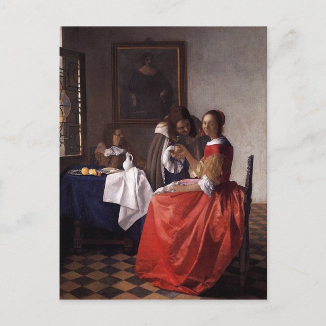Carte Postale Johannes Vermeer - Une dame et deux messieurs (Devant)