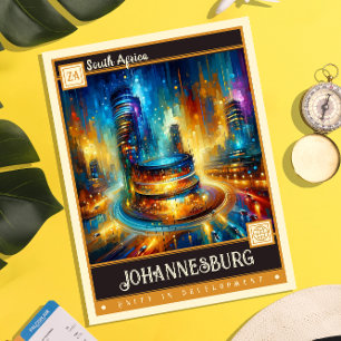 Carte Postale Johannesburg, Afrique du Sud   Peinture Vintage