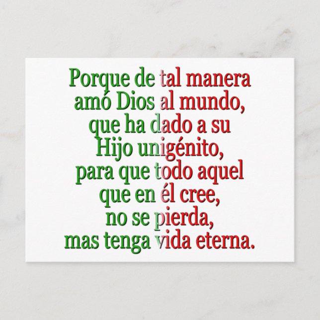 Carte Postale John 3:16 Espagnol (Devant)