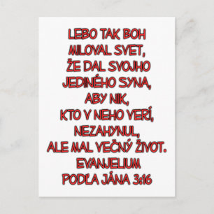 Carte Postale John 3:16 slovaque