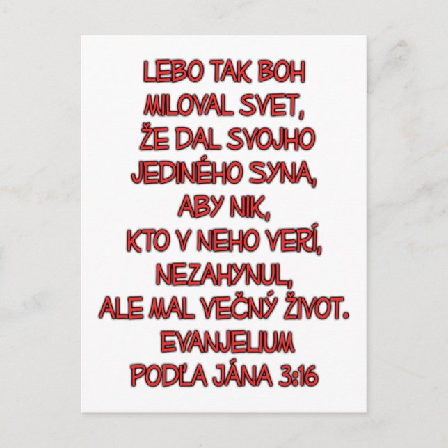 Carte Postale John 3:16 slovaque (Devant)