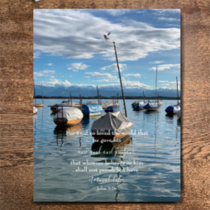 Carte Postale John 3:16 Texte personnalisé Lac Suisse Photo or