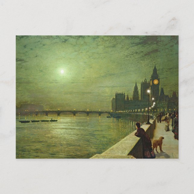 Carte Postale John Atkinson Grimshaw - Réflexions sur la Tamise (Devant)