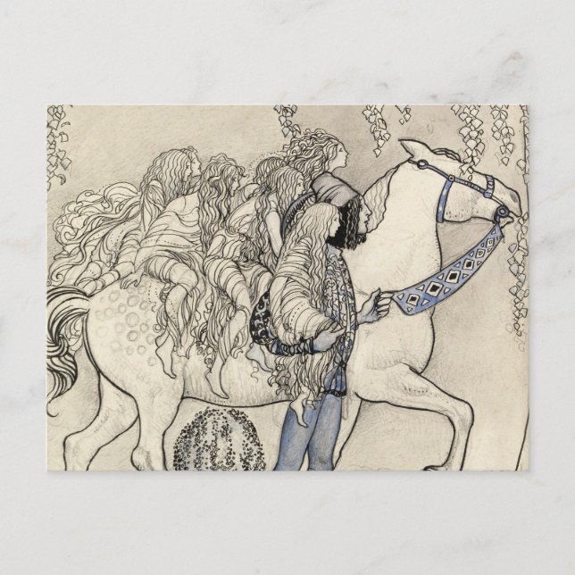 Carte Postale John Bauer - Le Cheval qu'il a conduit au Bit (Devant)