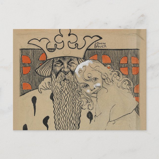 Carte Postale John Bauer, Linda Gull och den gamle, 1905 (Devant)