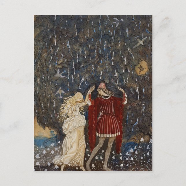 Carte Postale John Bauer Princesse et Prince Art Vintage (Devant)