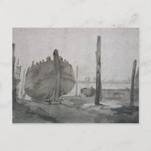 Carte Postale John Constable   Scène fluviale avec navire au cou