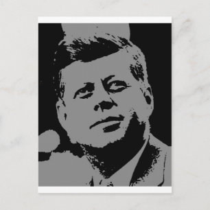 Carte Postale John F. Kennedy silhouette noire et grise