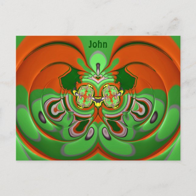 Carte Postale JOHN ~ Motif de design 3D ~ Couleurs de Noël~ (Devant)