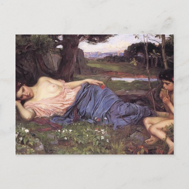 Carte Postale John William Waterhouse-Écoutez mes douces pipings (Devant)