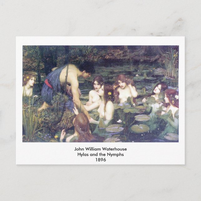 Carte Postale John William Waterhouse - Hylas et les Nymphes (Devant)