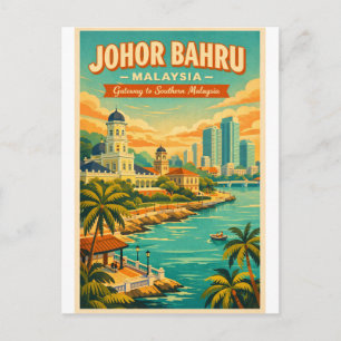 Carte Postale Johor Bahru, Malaisie, dans un rétro vibrant