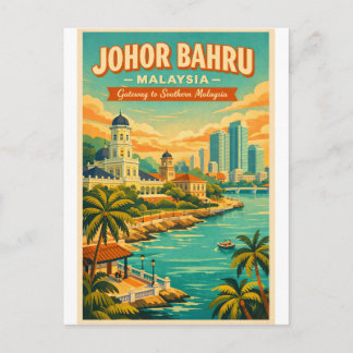Carte Postale Johor Bahru, Malaysia, in a vibrant retro