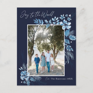 Carte Postale Joie au monde Fleur aquarelle Noël
