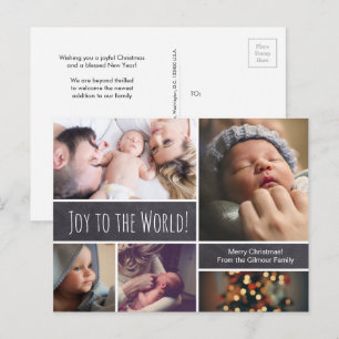 Carte Postale Joie au monde Noël faire-part de naissance bébé