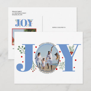 Carte Postale Joie bleue avec baies photo de Noël